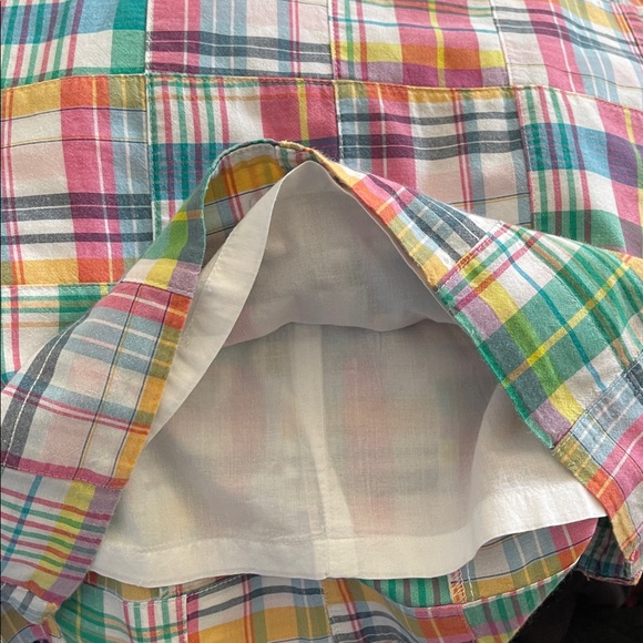 Talbots Skirt Women Size 16 Multicolored Madras Plaid Cotton Lined - Picture 7 of 8